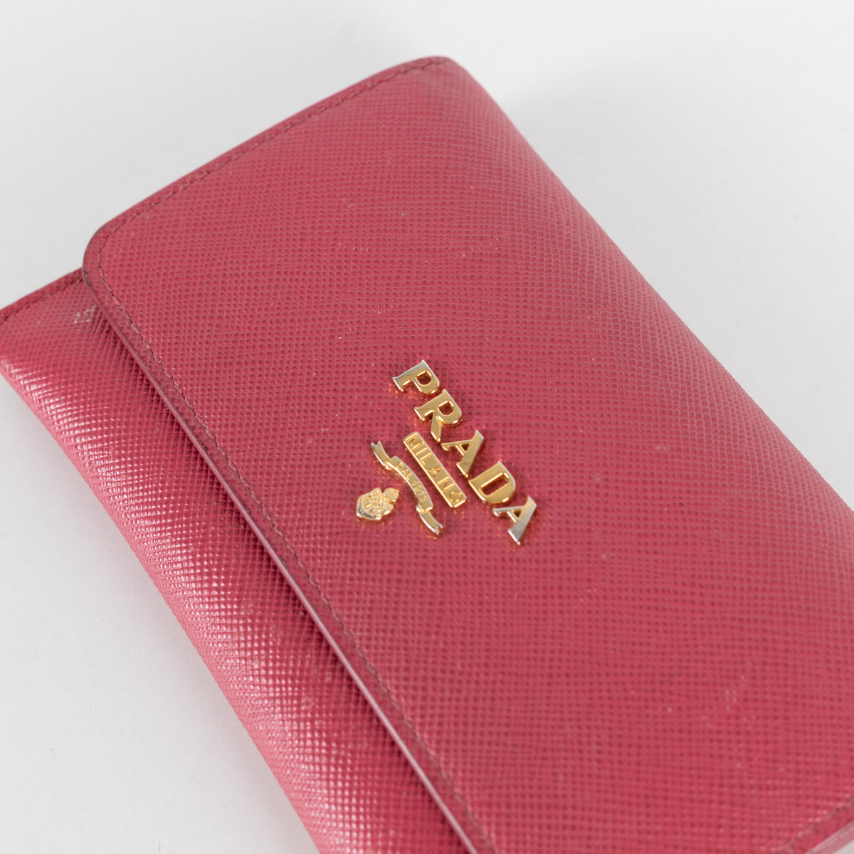 Prada Pink Saffiano Leather Key Holder