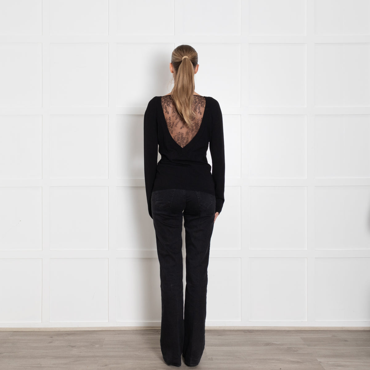 Valentino Lace Back Black Cardigan