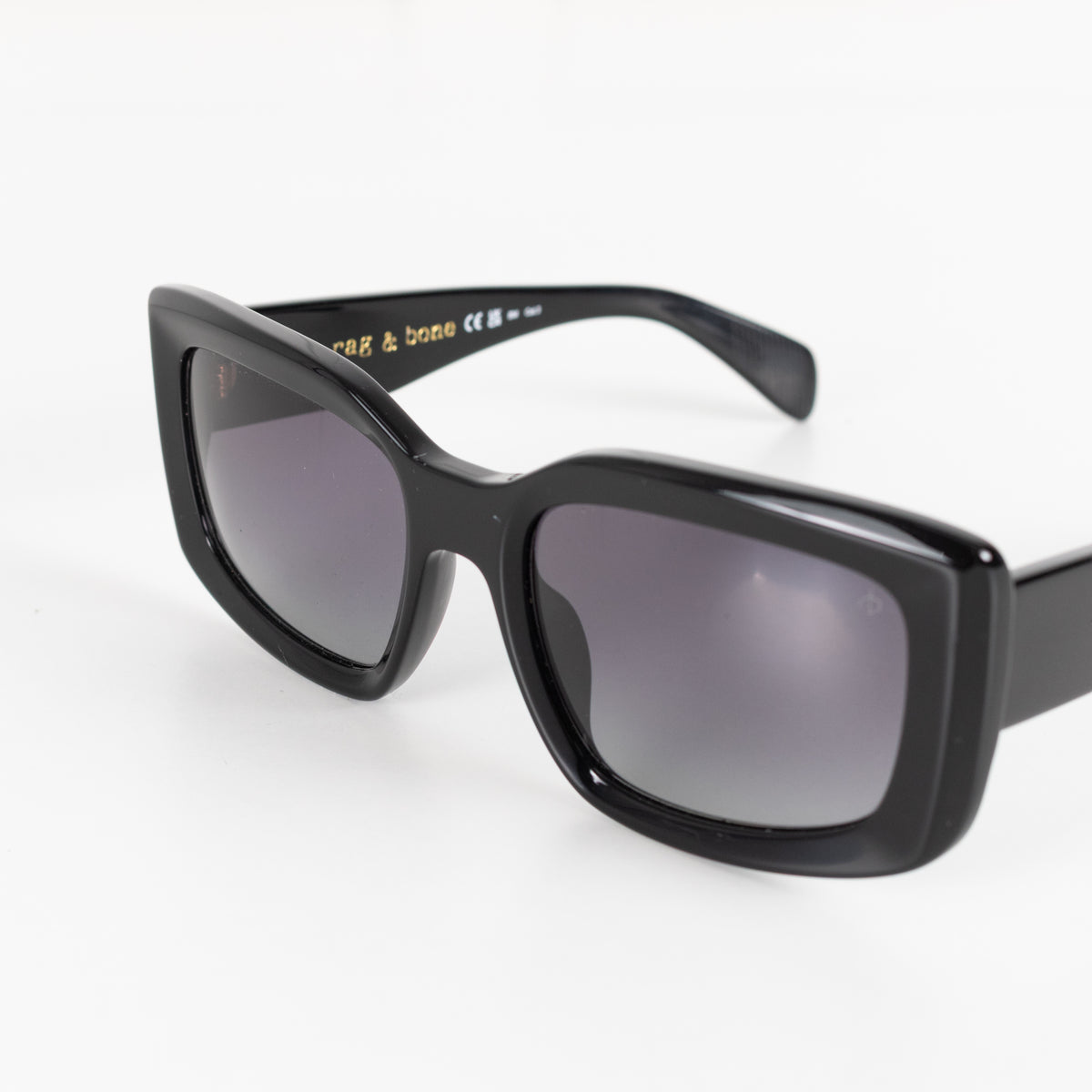 Rag & Bone Black Rectangular Chunky Sunglasses