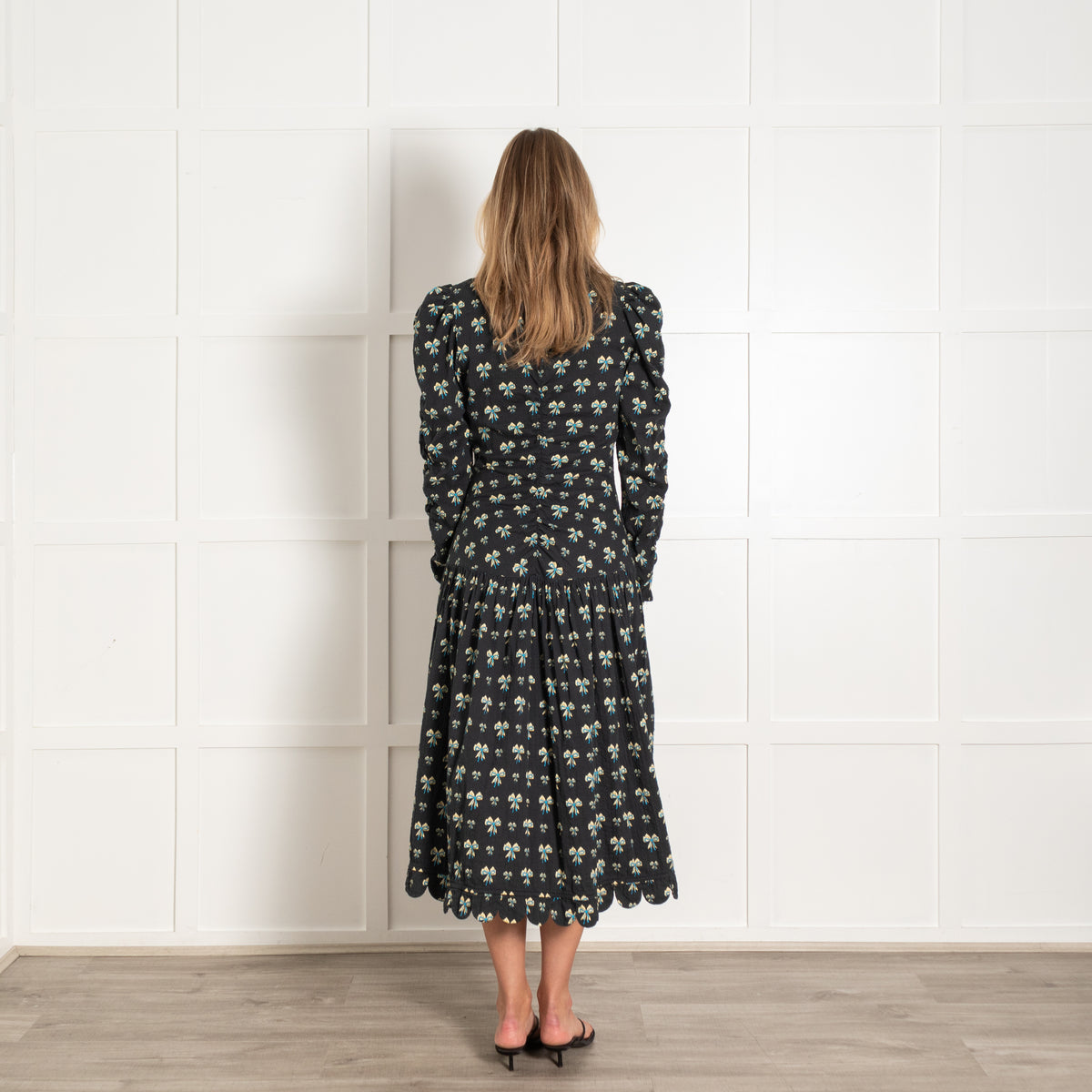 Stella Nova Black Cotton Ruched Maxi Dress
