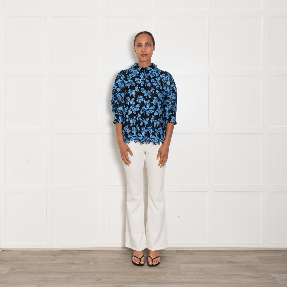 Hofmann Copenhagen Blue Flower Lace Top