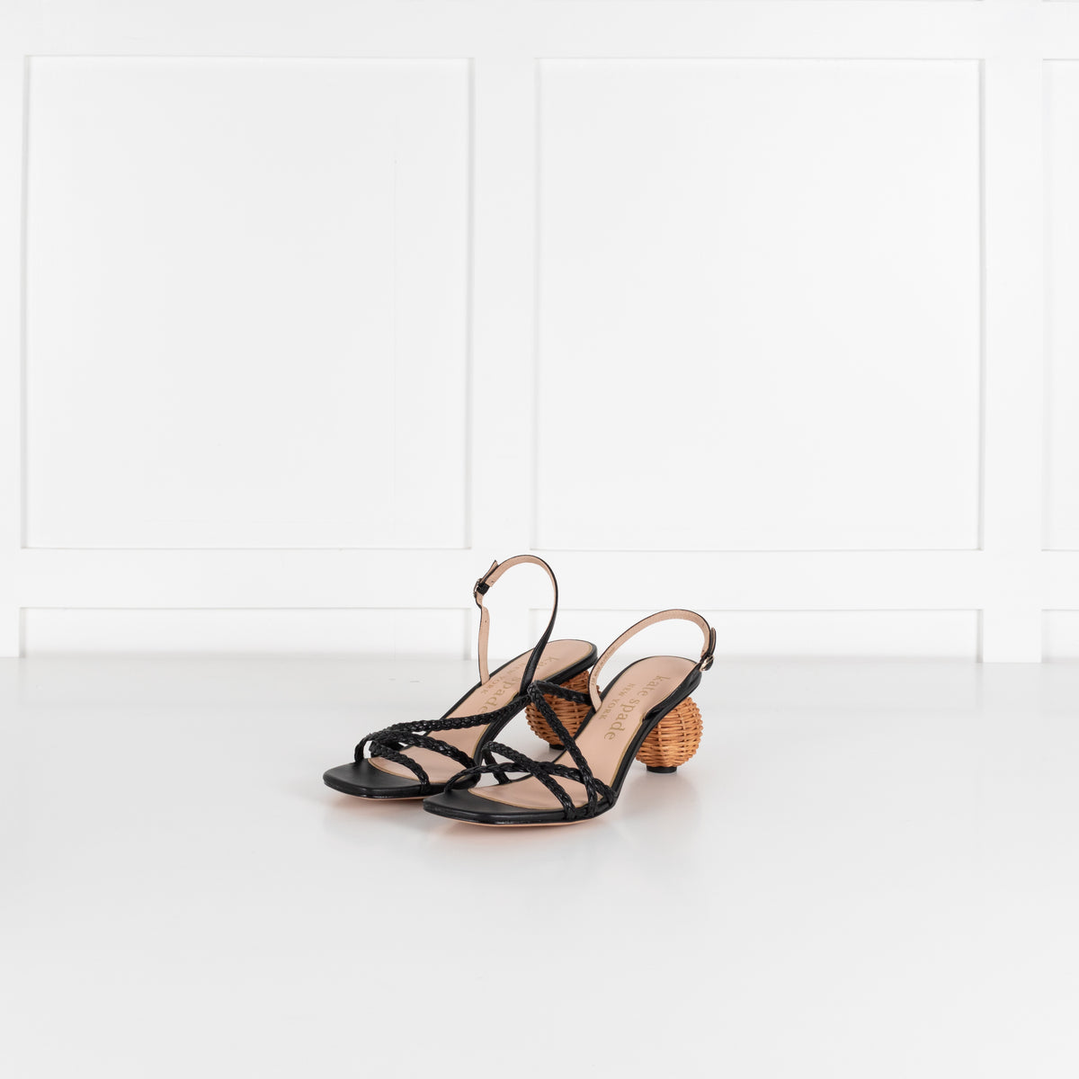 Kate Spade Black Leather Ball-Heel Sandals