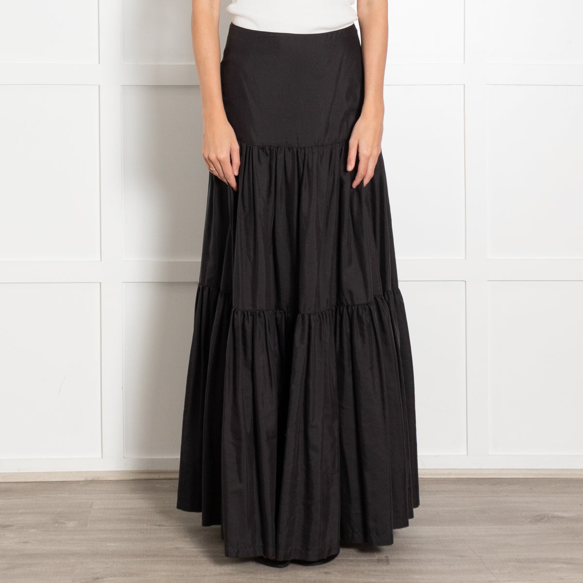 Raey Black Silk Cotton Tiered Maxi Cotton