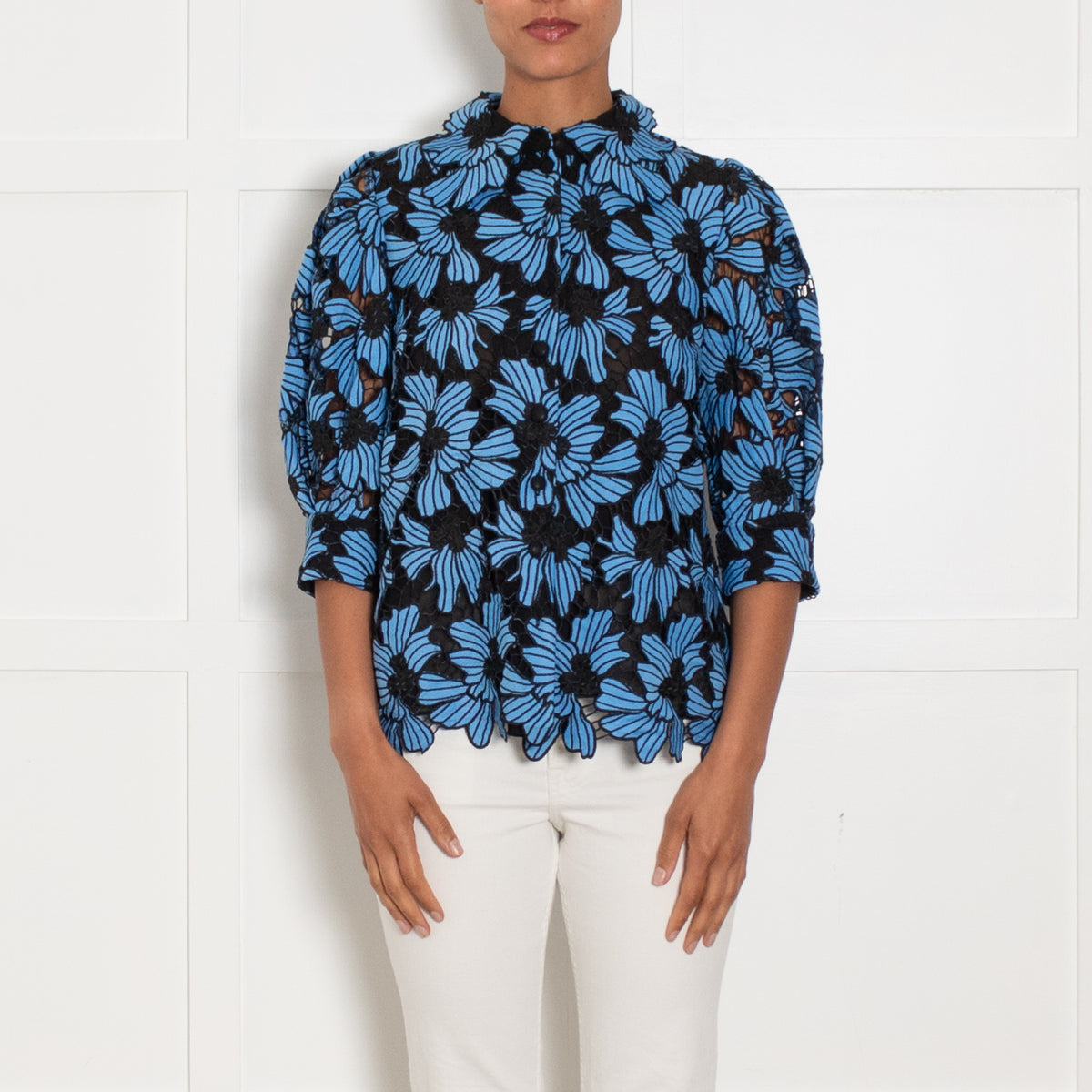 Hofmann Copenhagen Blue Flower Lace Top