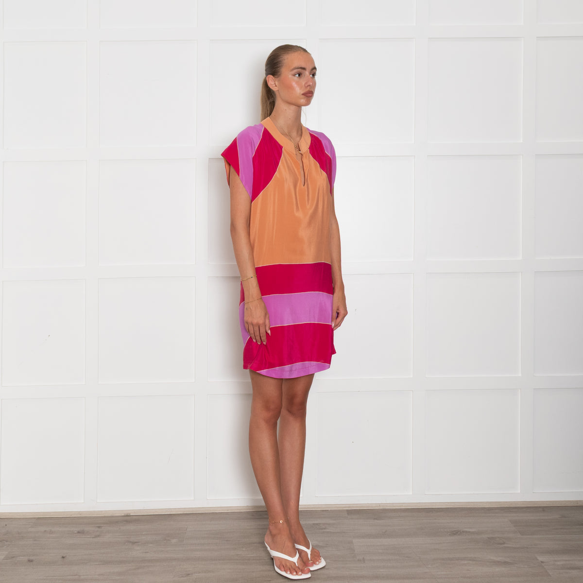 See By Chloe Orange Pink Sleeveless Mini Dress