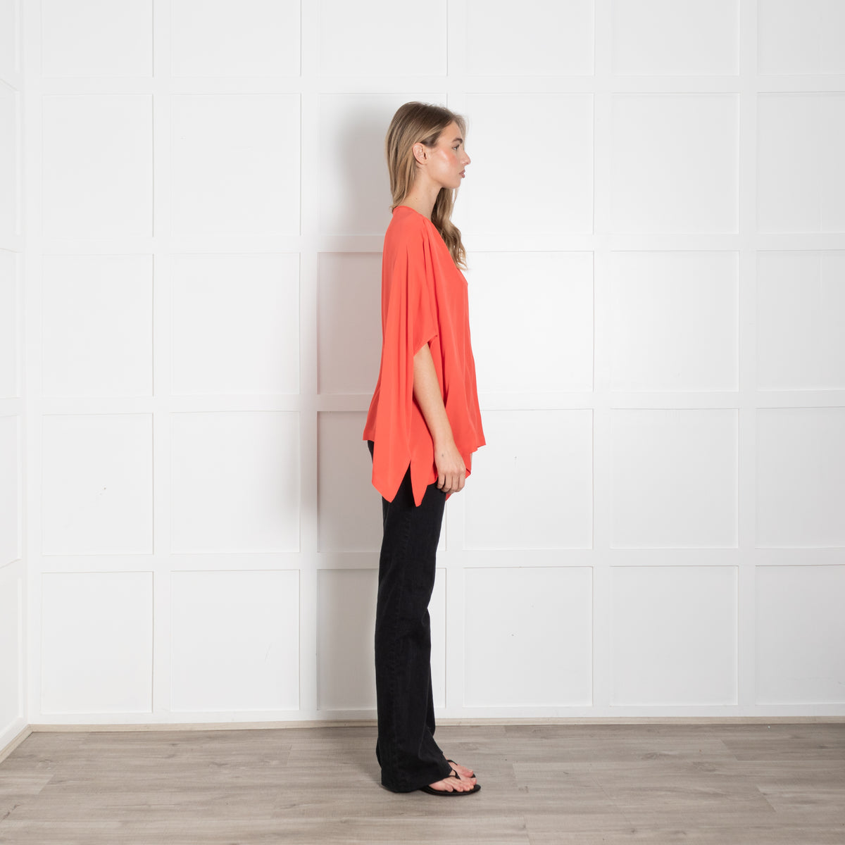 Diane Von Furstenberg Coral Poncho Style Silk Blouse
