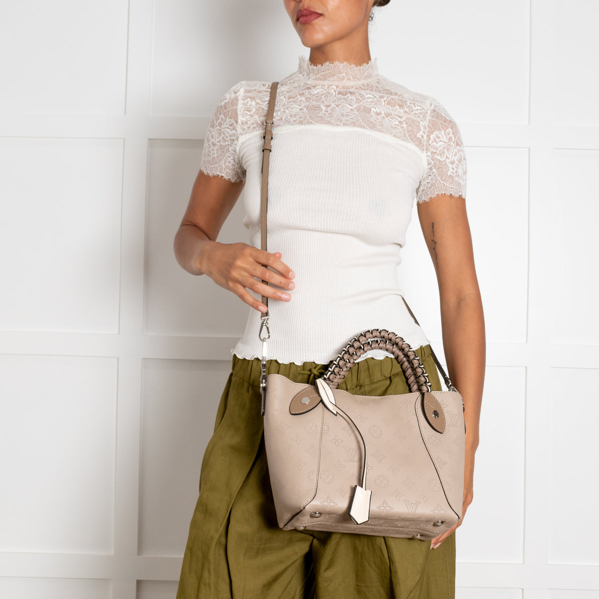 Louis Vuitton Taupe Perforated Monogram Leather Hina Bag