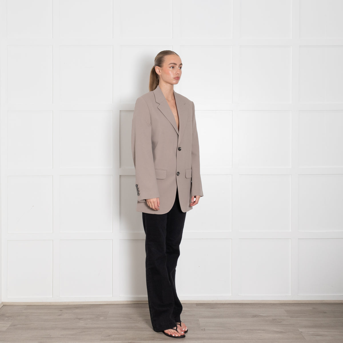 AMI Paris Oversized Taupe Wool Blazer