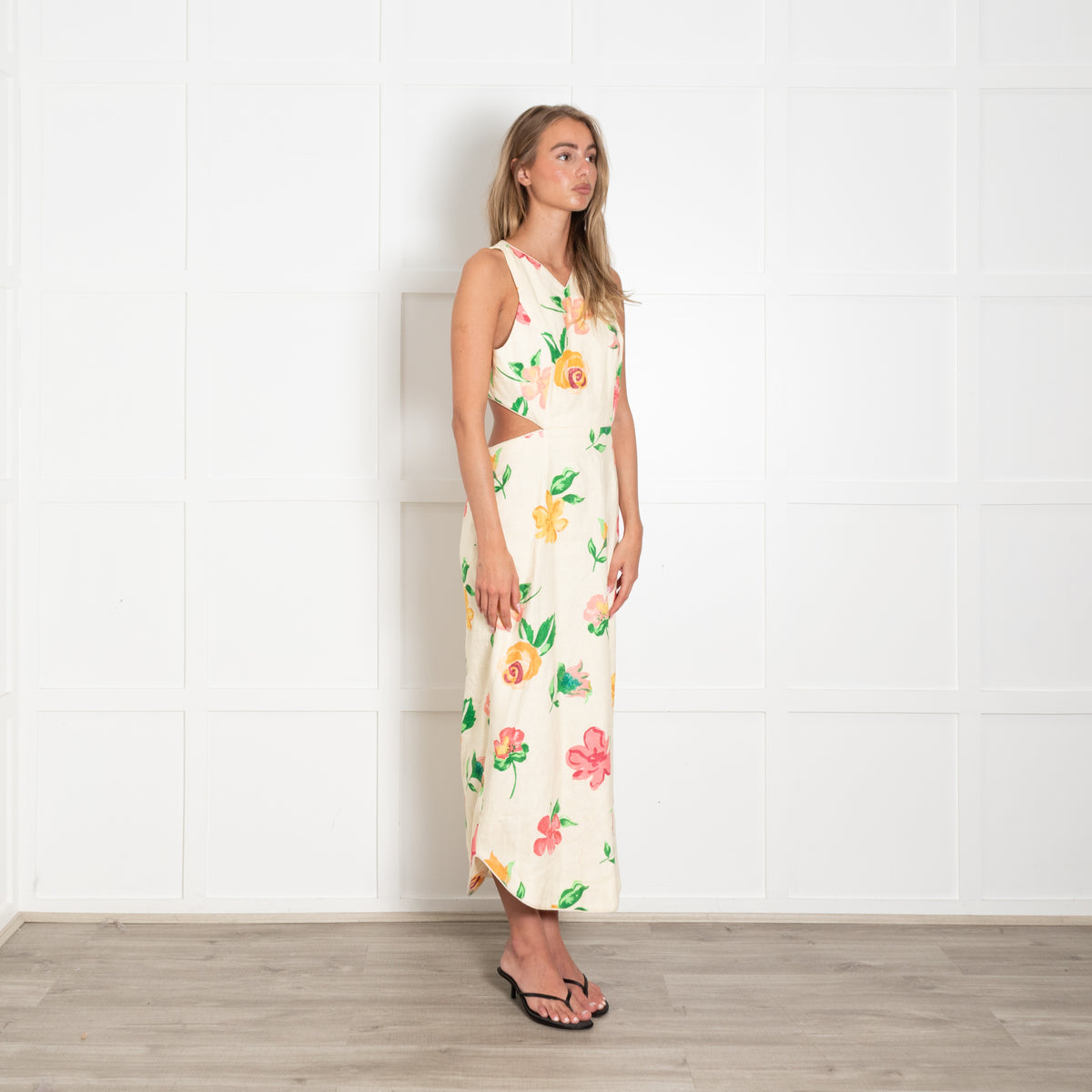 Alemais Yellow Pink Green Cut Out Back Sleeveless Dress
