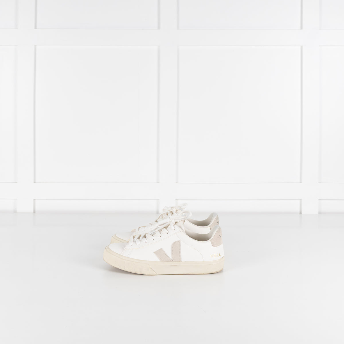 Veja White Leather Lace Up Trainers