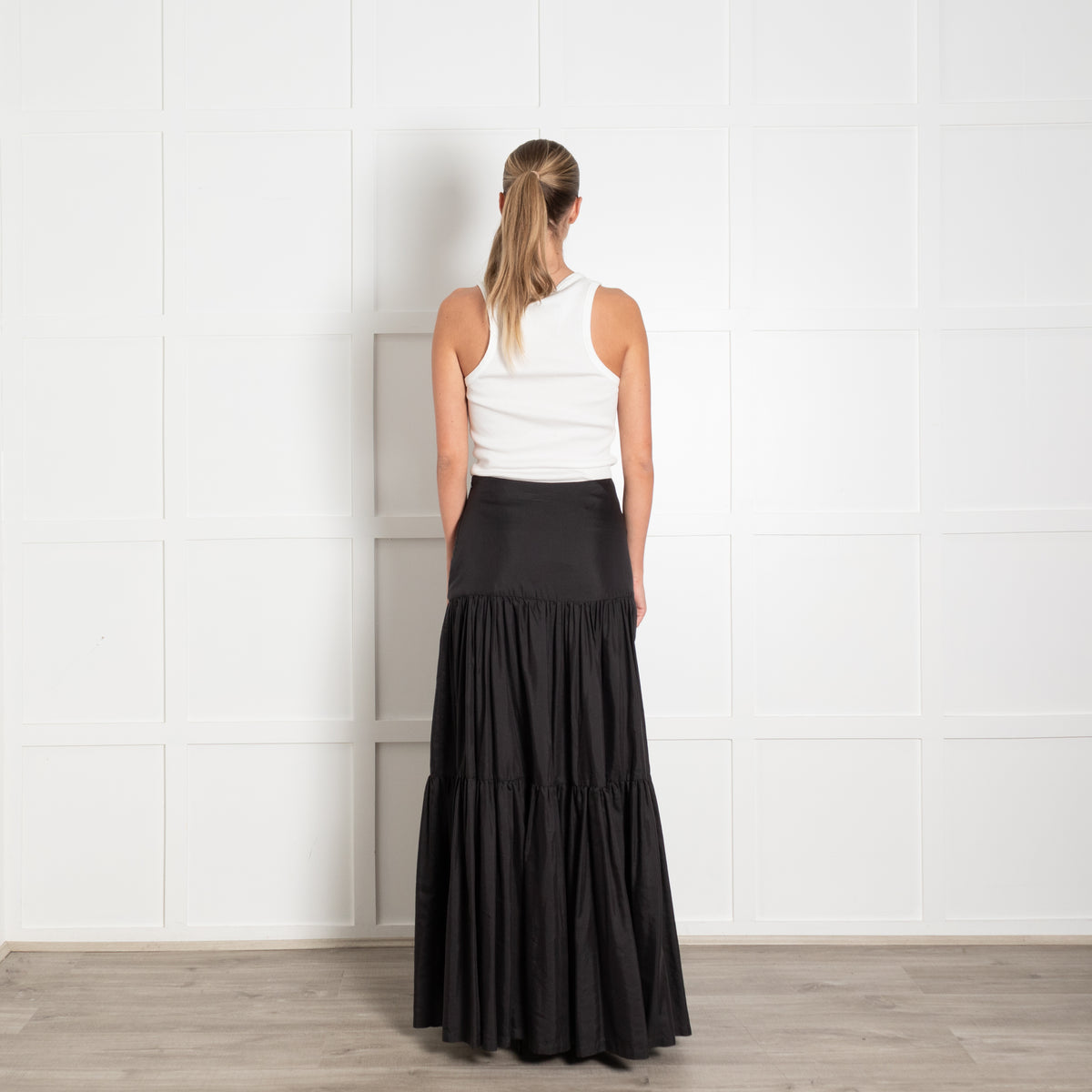 Raey Black Silk Cotton Tiered Maxi Cotton