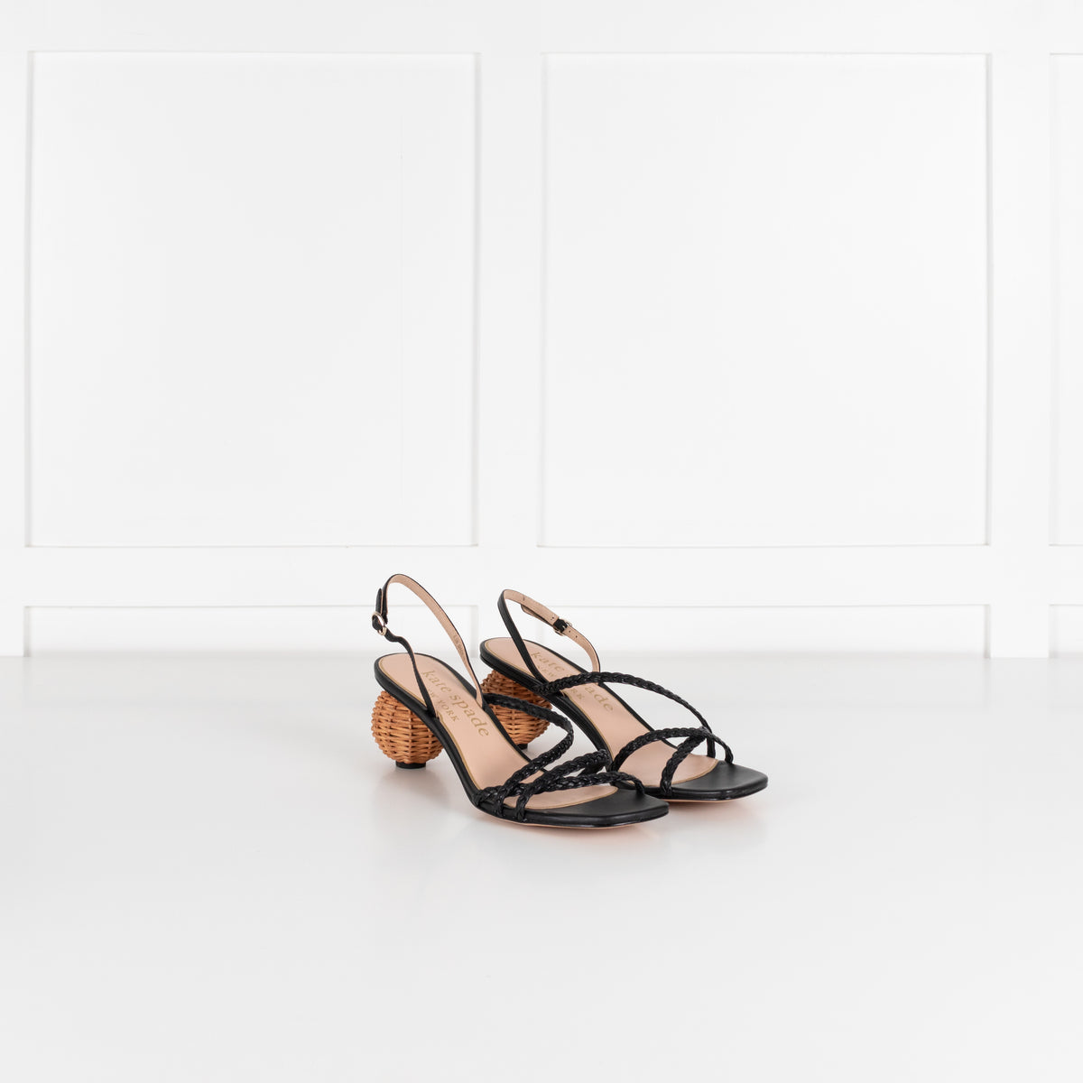 Kate Spade Black Leather Ball-Heel Sandals