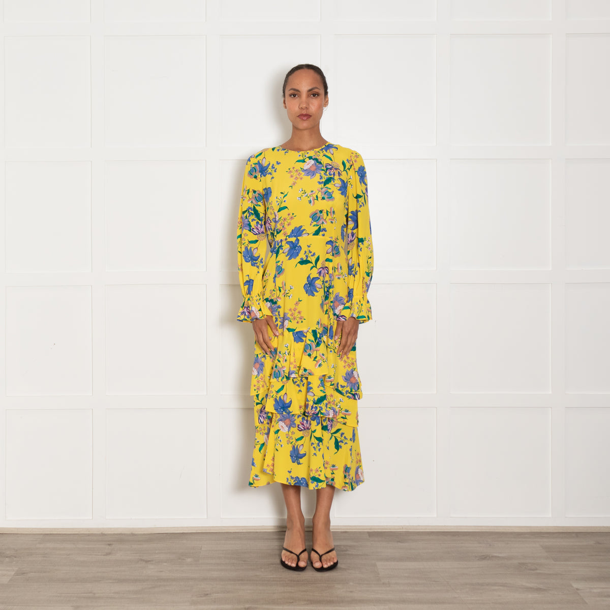 Diane Von Furstenberg Yellow Fairfax Floral Midi Dress