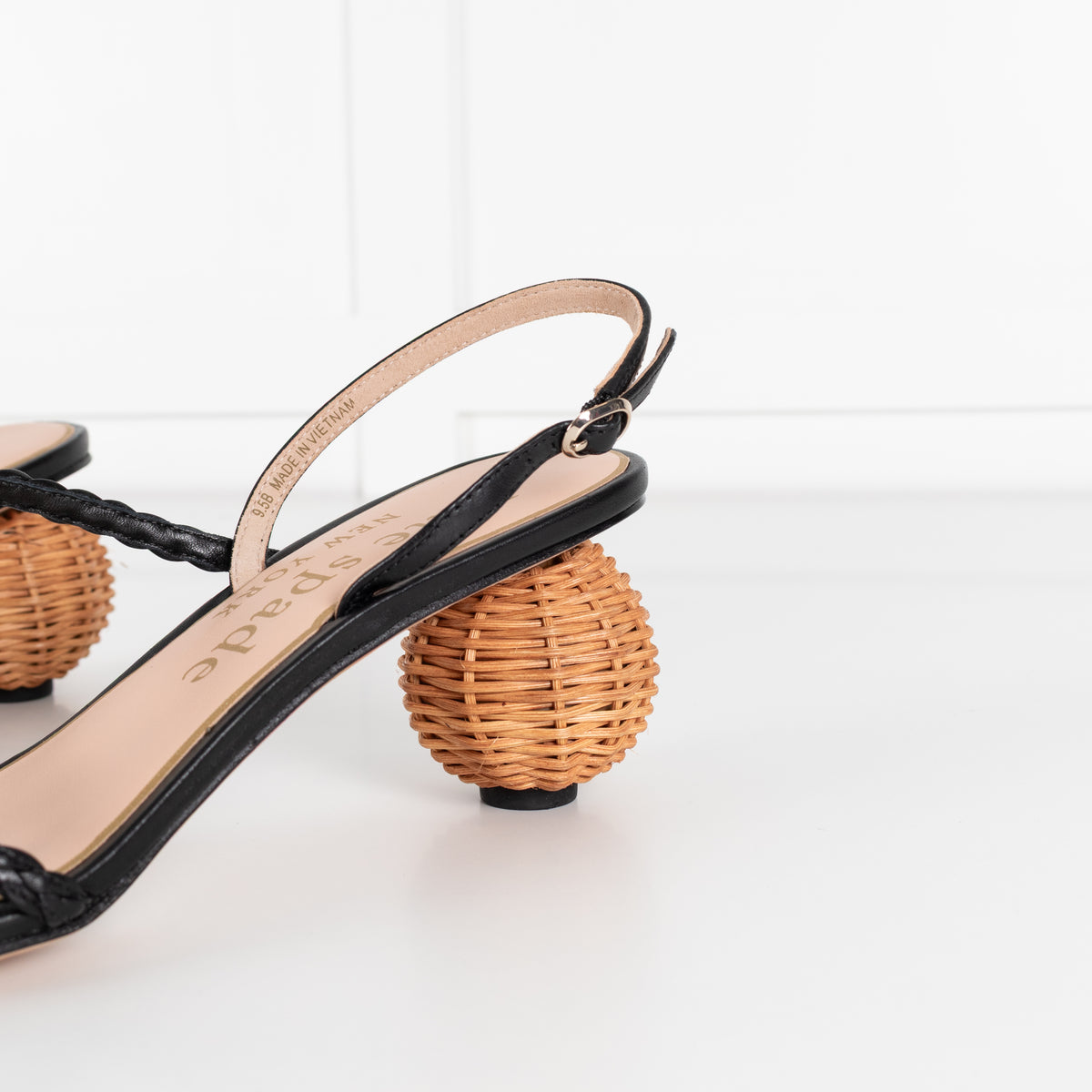 Kate Spade Black Leather Ball-Heel Sandals
