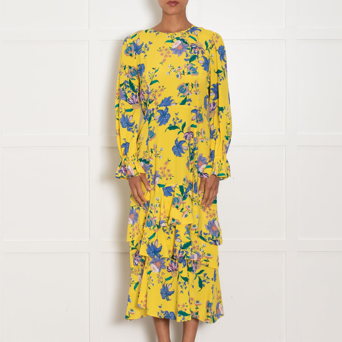 Diane Von Furstenberg Yellow Fairfax Floral Midi Dress