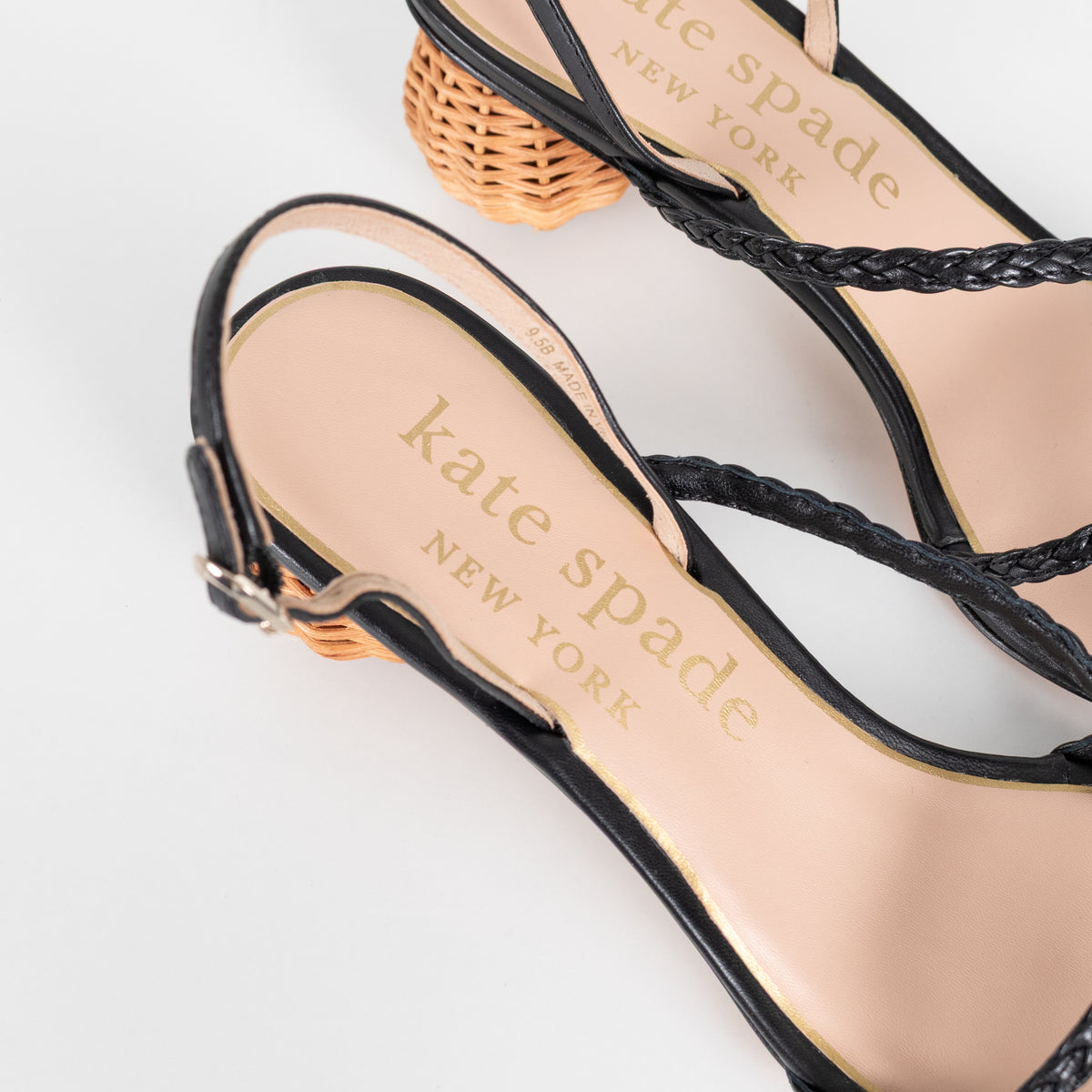 Kate Spade Black Leather Ball-Heel Sandals