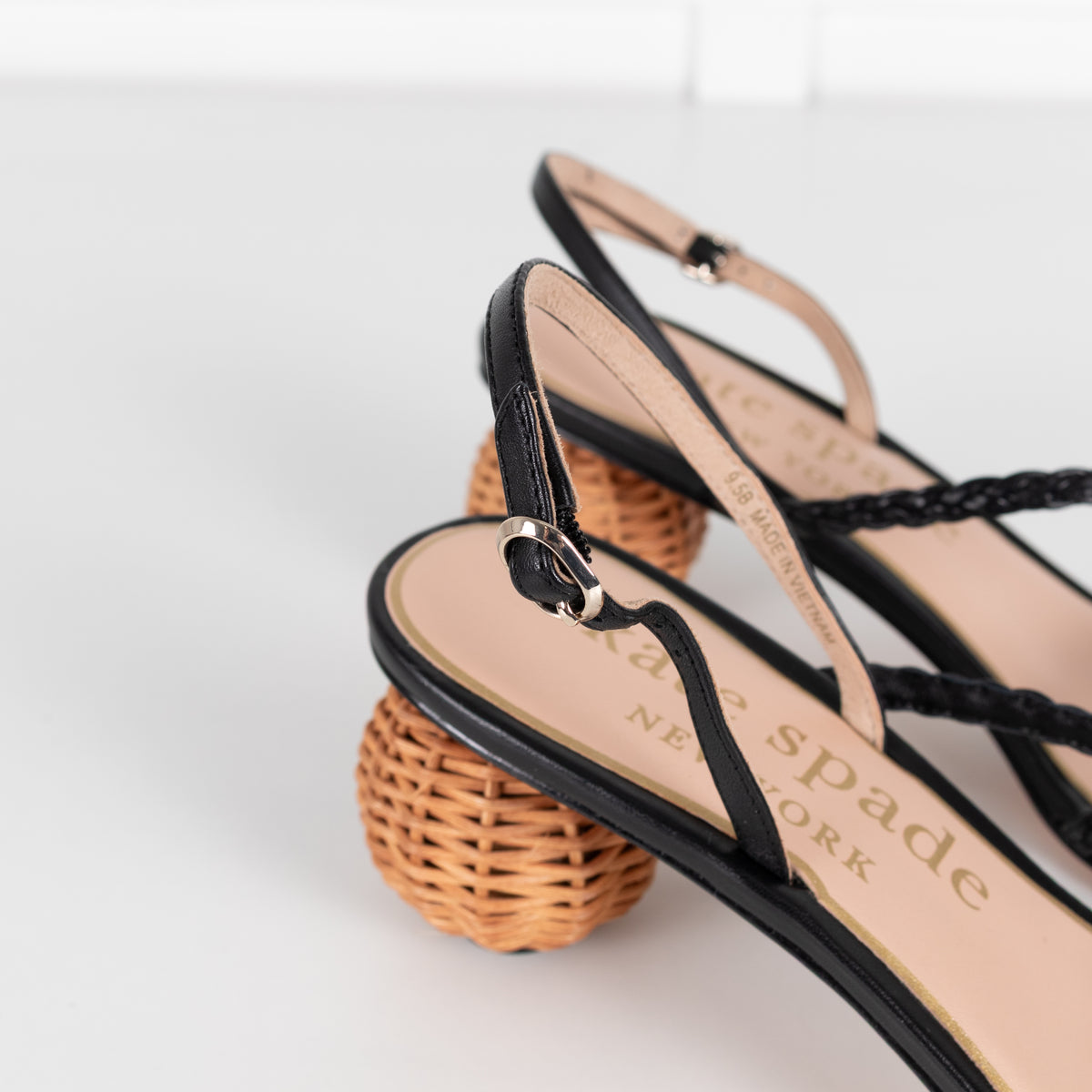 Kate Spade Black Leather Ball-Heel Sandals