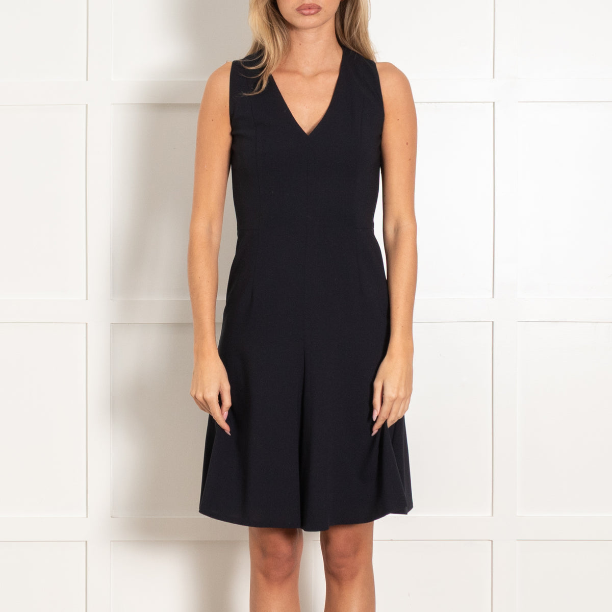 Akris Punto Navy Blue Sleeveles V-Neck Mini Dress