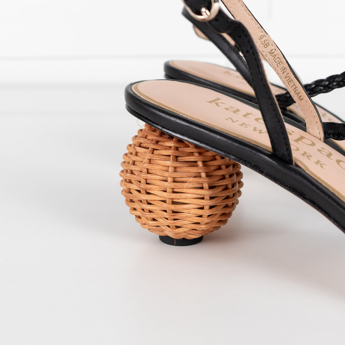 Kate Spade Black Leather Ball-Heel Sandals