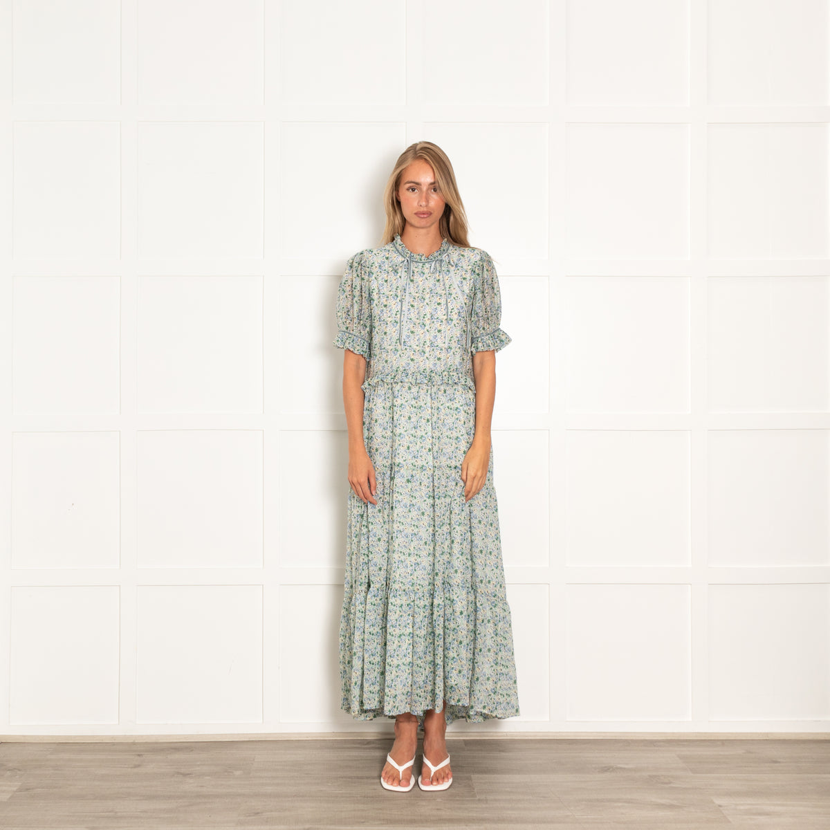 Sister Jane Green Micro Floral Tiered Frill Maxi Dress