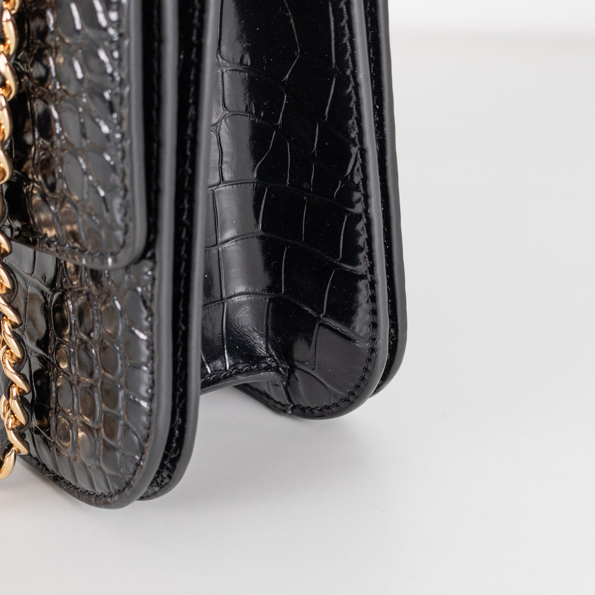 Tory Burch Black Moc Croc Embossed Eleanor Crossbody Bag