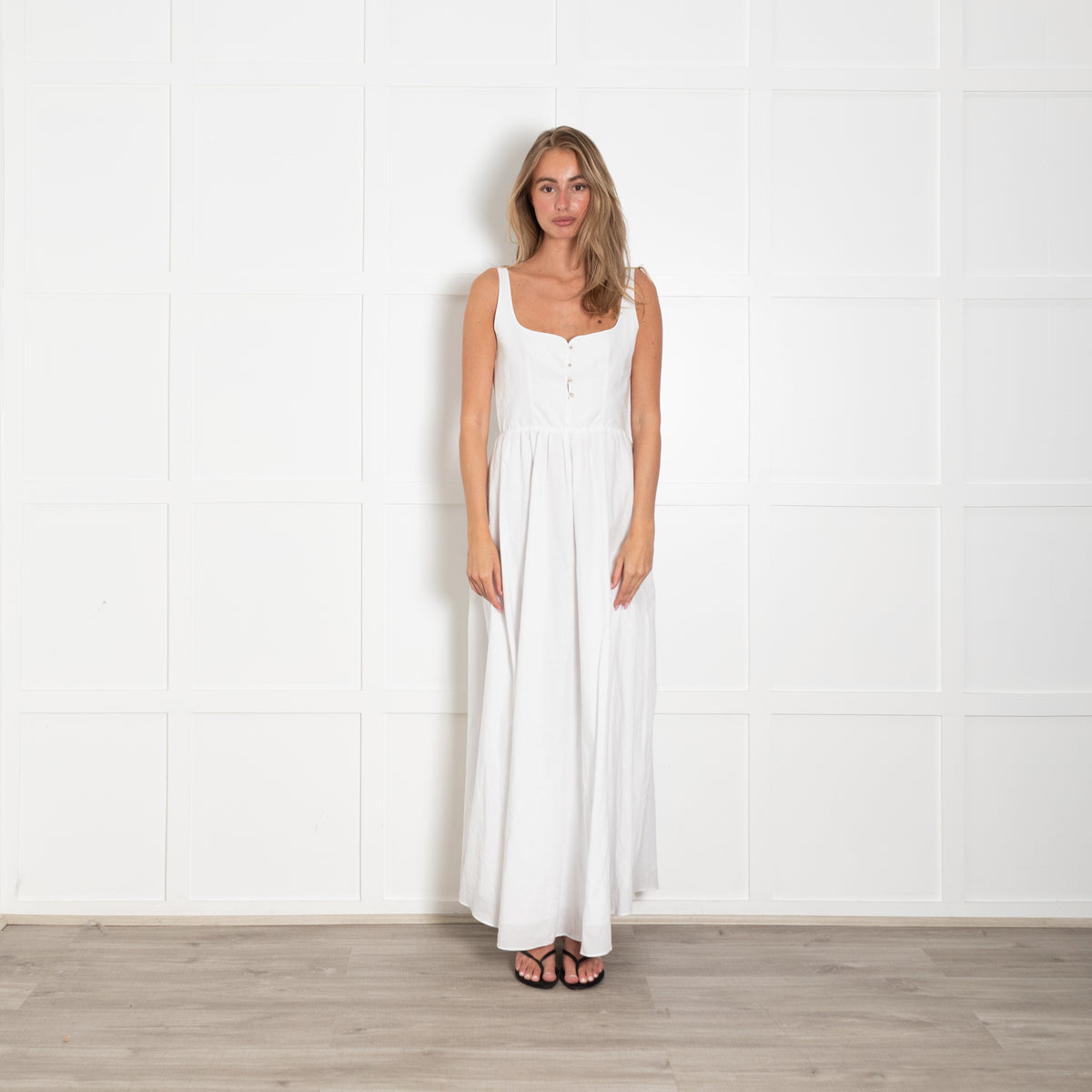 Esteban Cortazar White Corset Strappy Maxi Dress