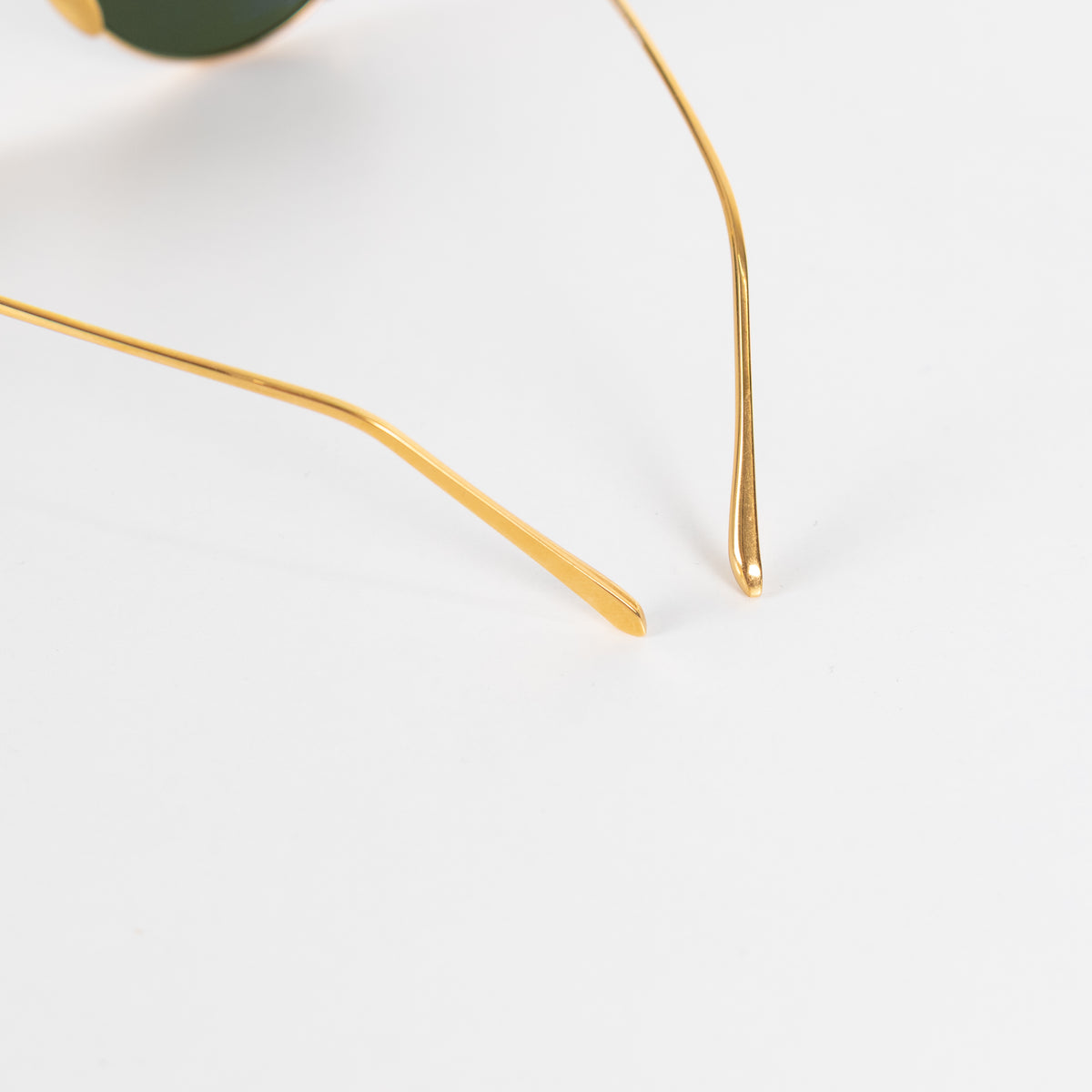Linda Farrow Gold Titanium Round Sunglasses with Green Lens