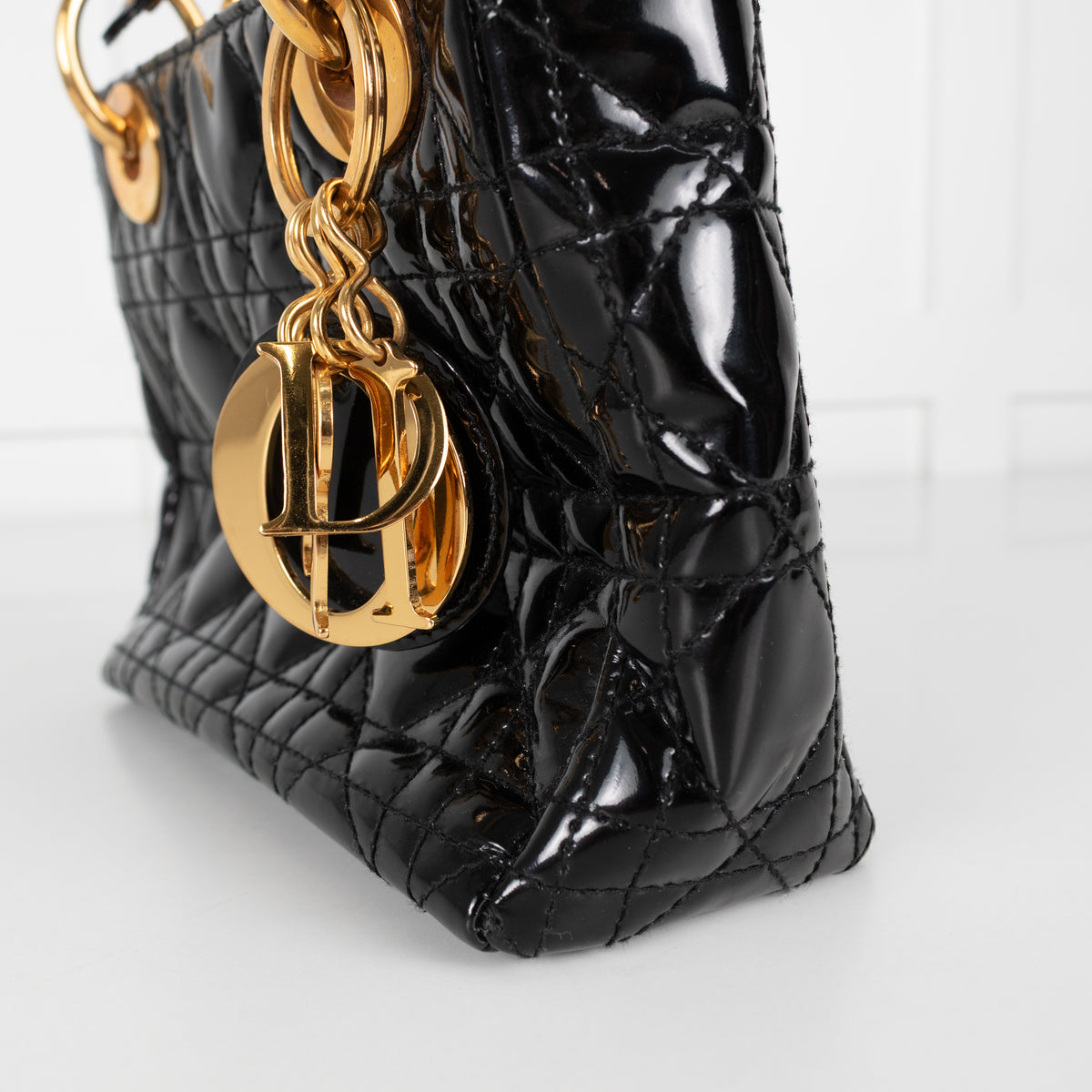 Christian Dior Black Patent Vintage Mini Lady Dior