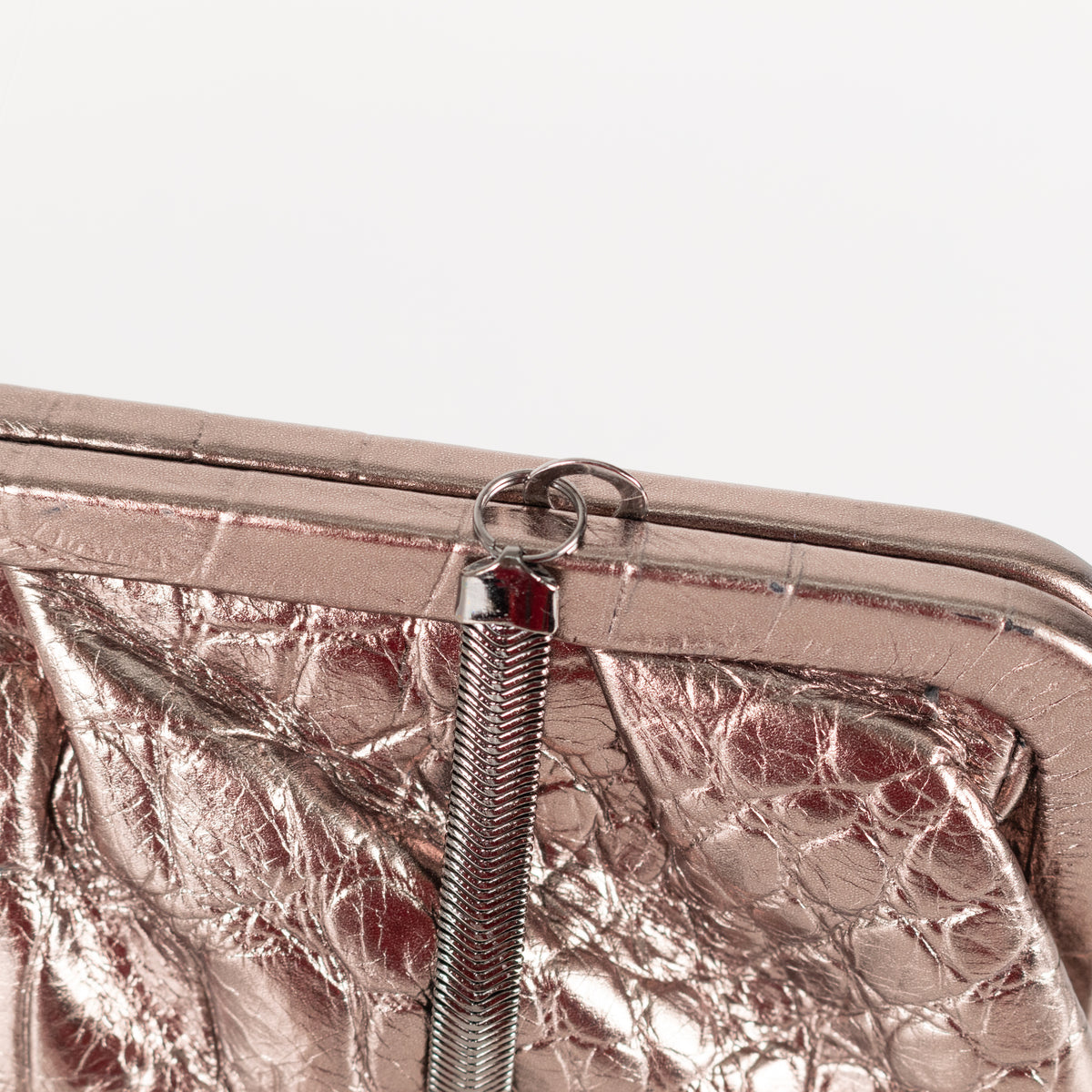 MarcCain Bronze Croc Embossed Clutch with Snake Chain