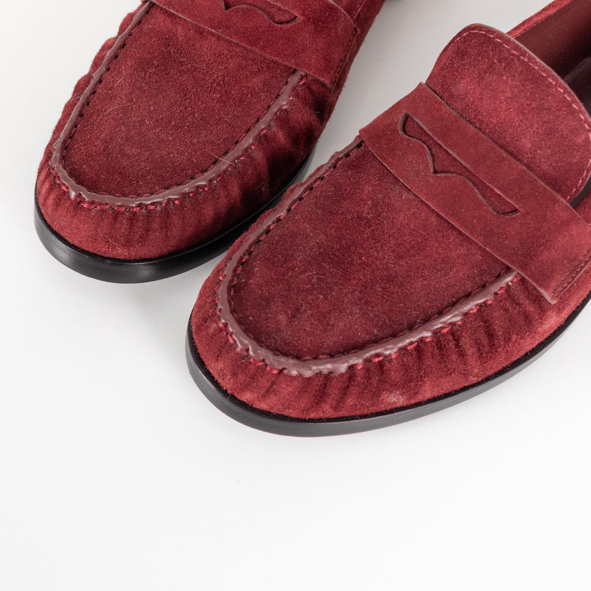 Reformation Ruby Suede Ani Ruched Loafers
