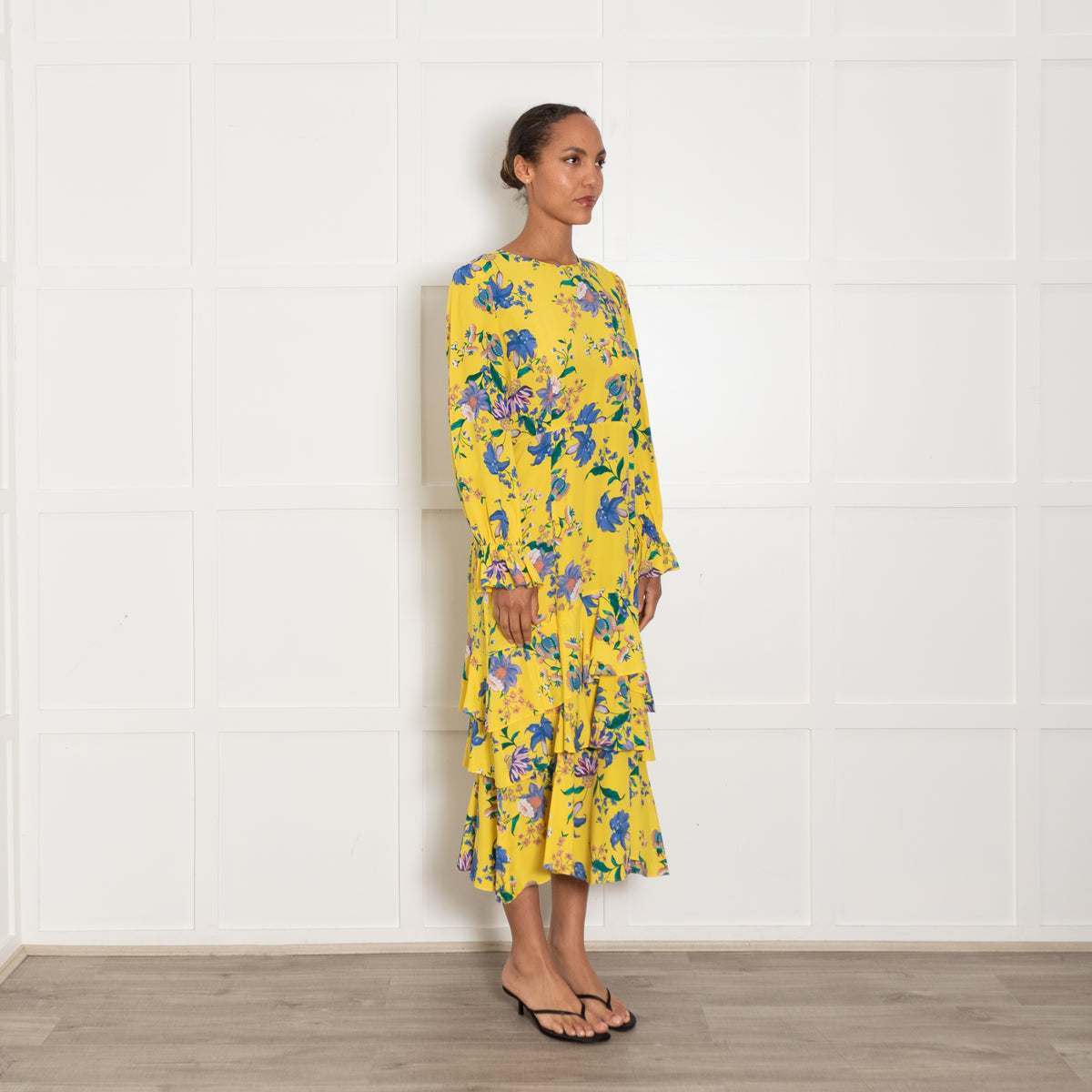 Diane Von Furstenberg Yellow Fairfax Floral Midi Dress
