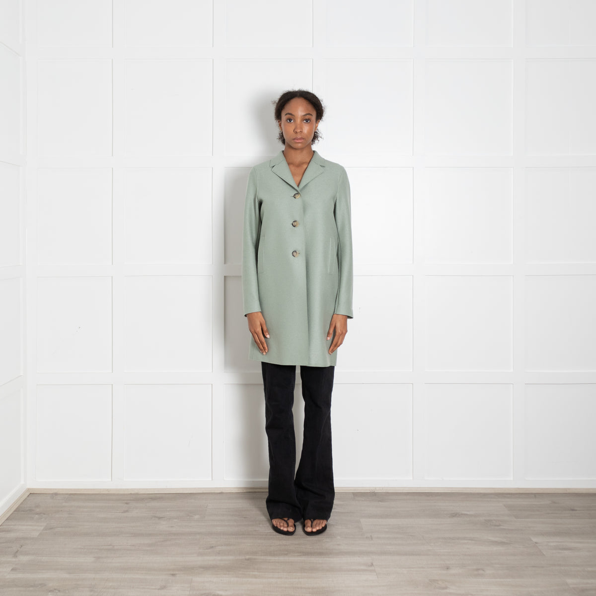 Harris Wharf London Sage Green Double Faced Wool Coat