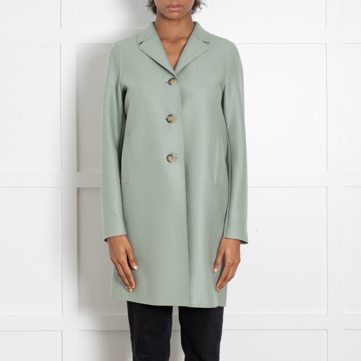 Harris Wharf London Sage Green Double Faced Wool Coat