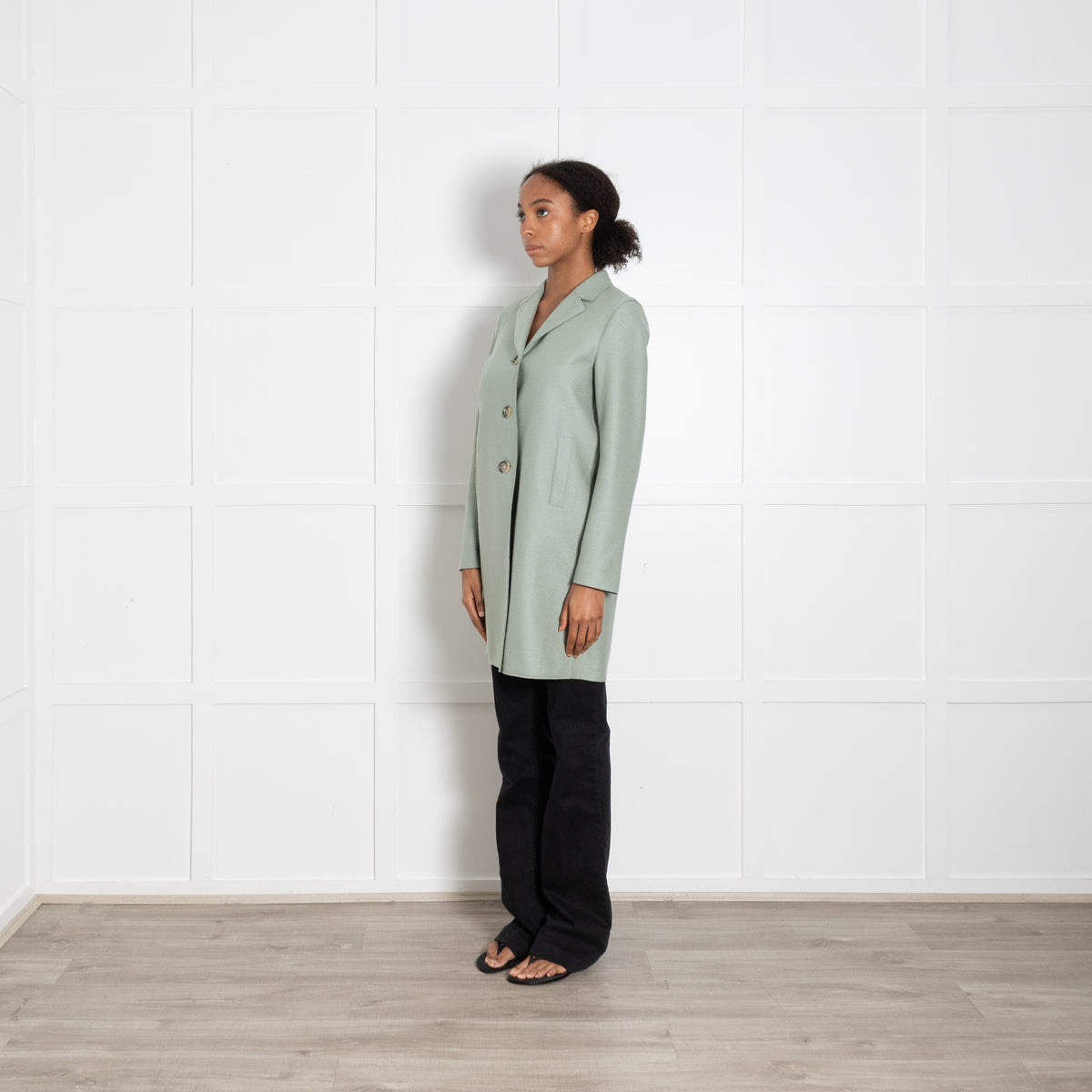 Harris Wharf London Sage Green Double Faced Wool Coat
