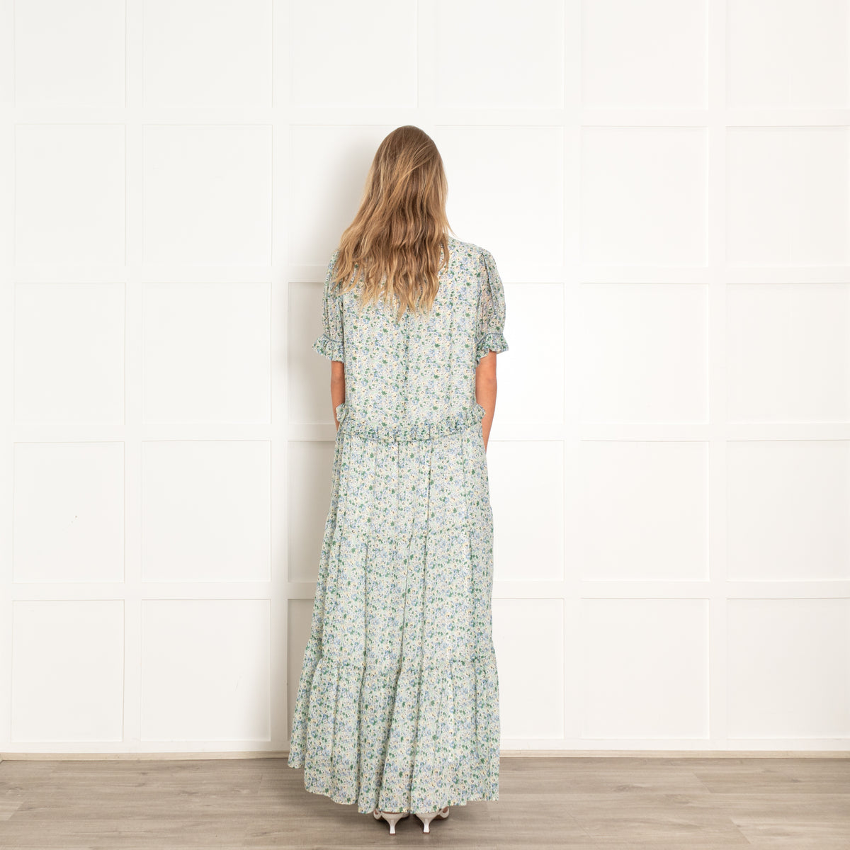 Sister Jane Green Micro Floral Tiered Frill Maxi Dress