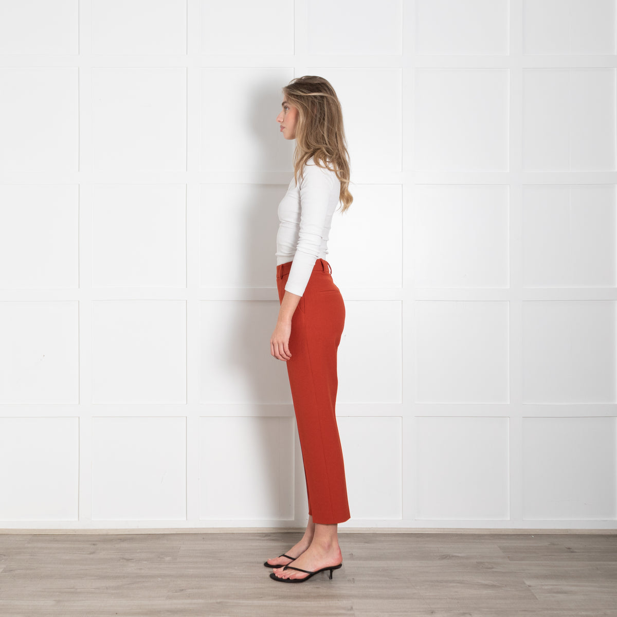 The Fold Rust Textured Fabric Straight Leg Trousers