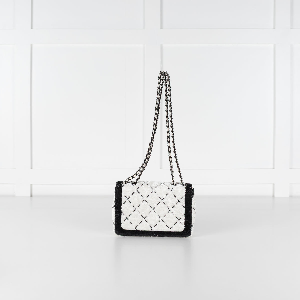 Chanel SS 2024 Sequin Classic Flap Bag in Black & White