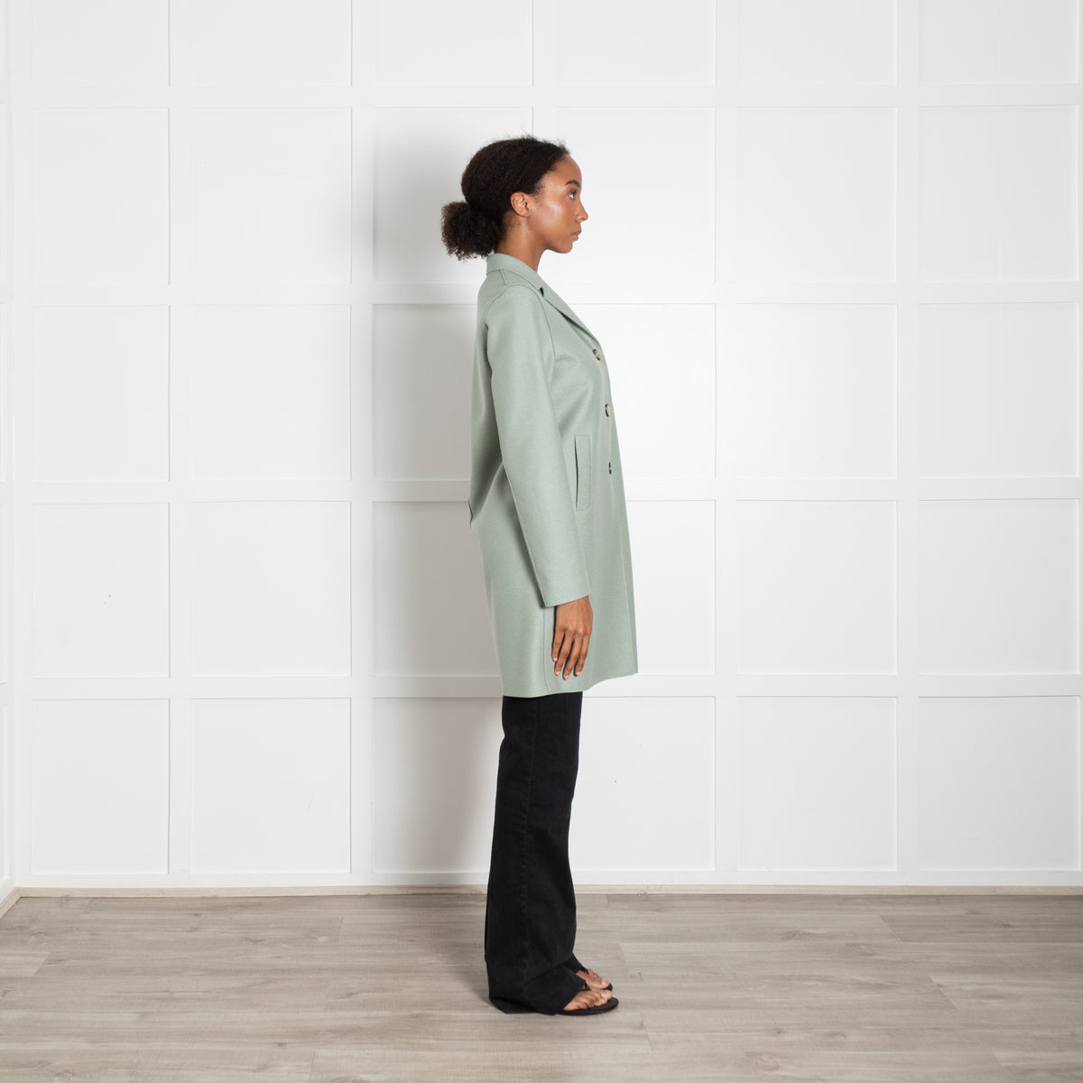 Harris Wharf London Sage Green Double Faced Wool Coat