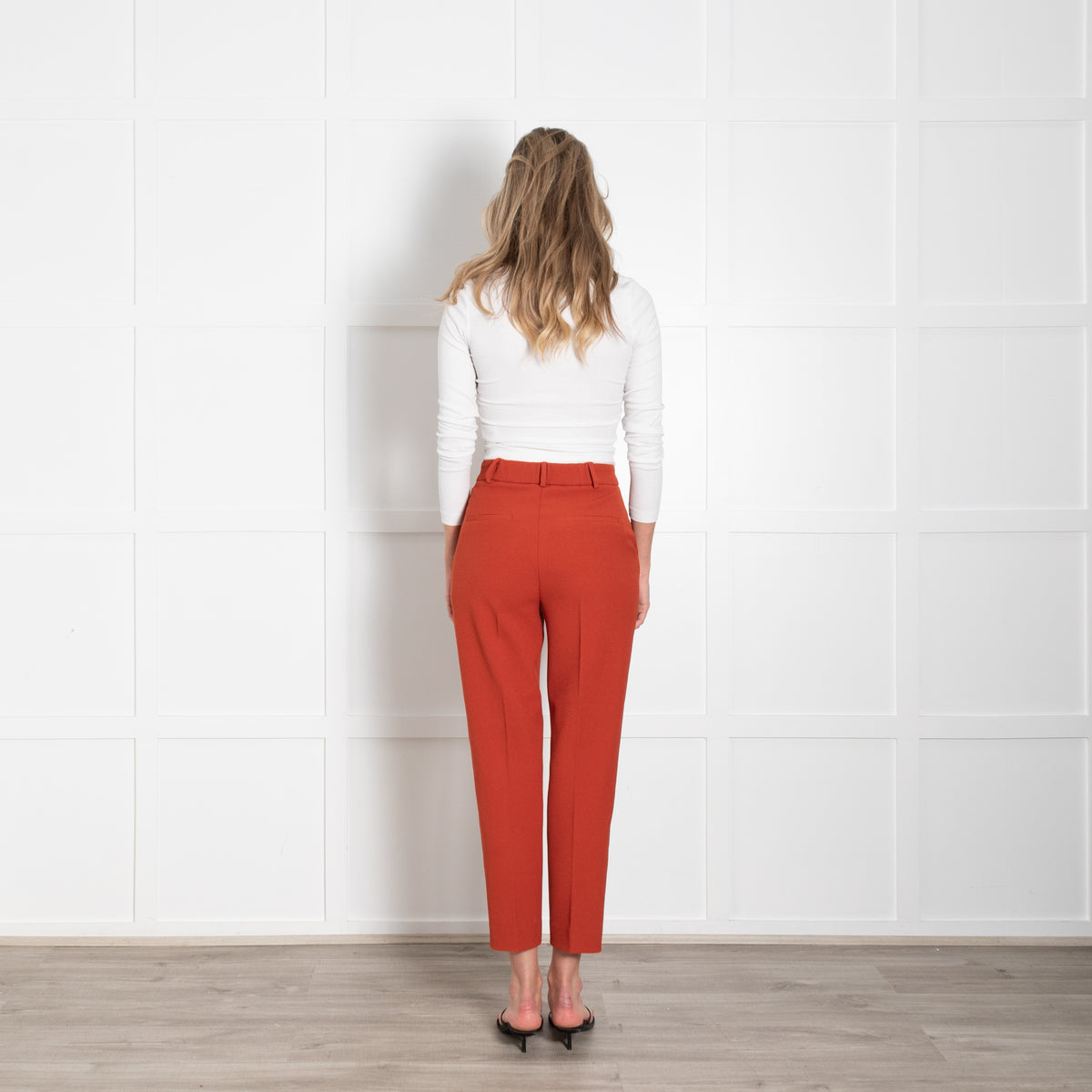 The Fold Rust Textured Fabric Straight Leg Trousers