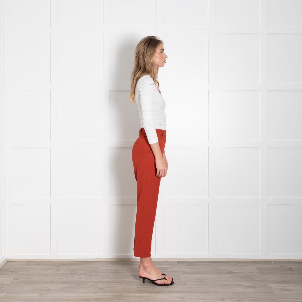 The Fold Rust Textured Fabric Straight Leg Trousers