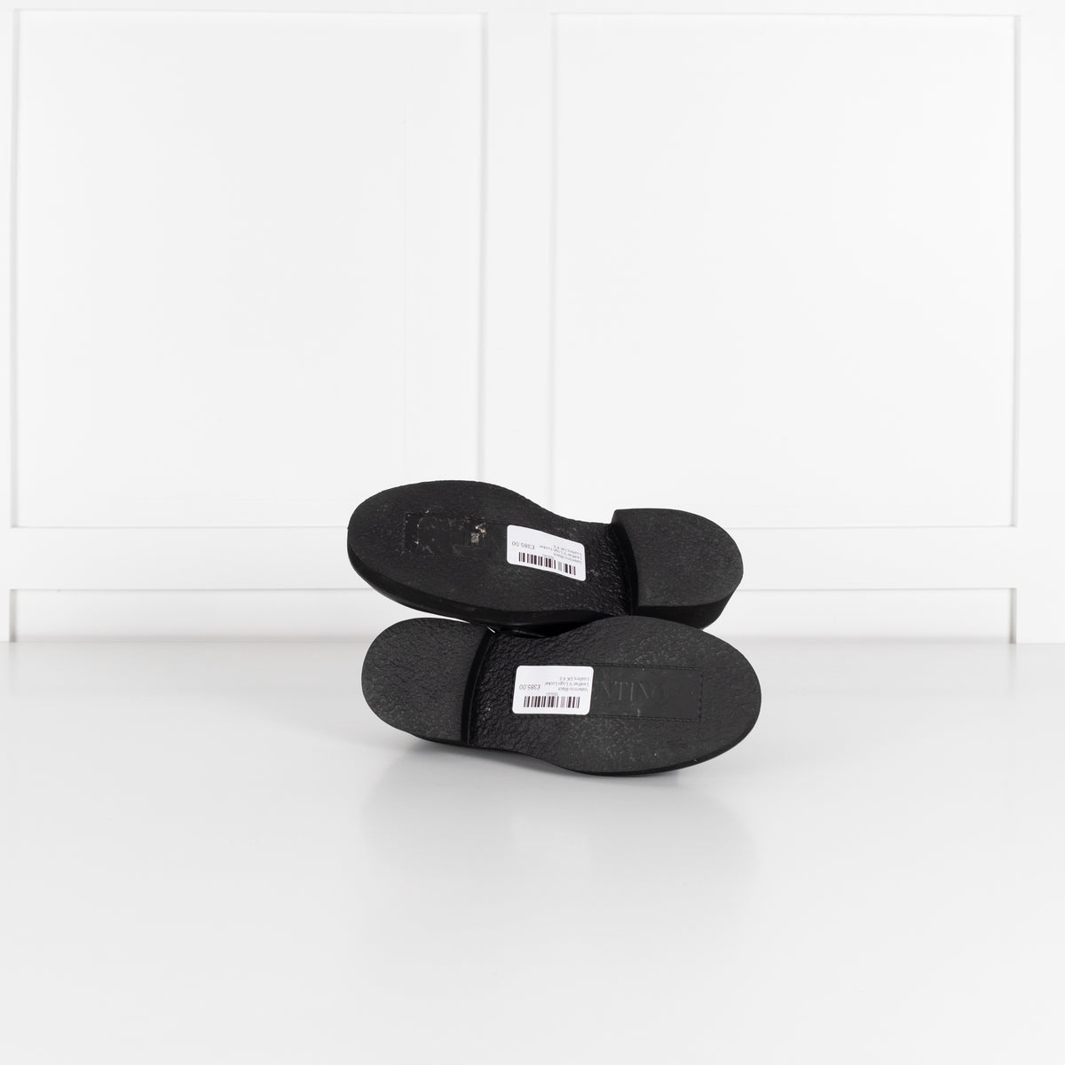 Valentino Black Leather V Logo Locker Loafers