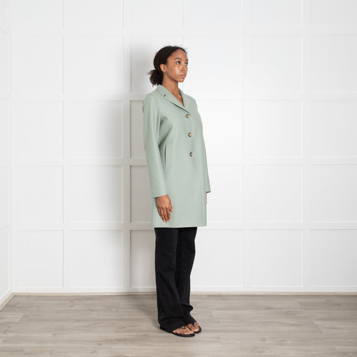 Harris Wharf London Sage Green Double Faced Wool Coat