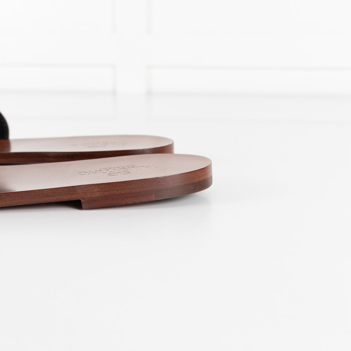 Valentino Garavani Tan V Logo Gold Slides