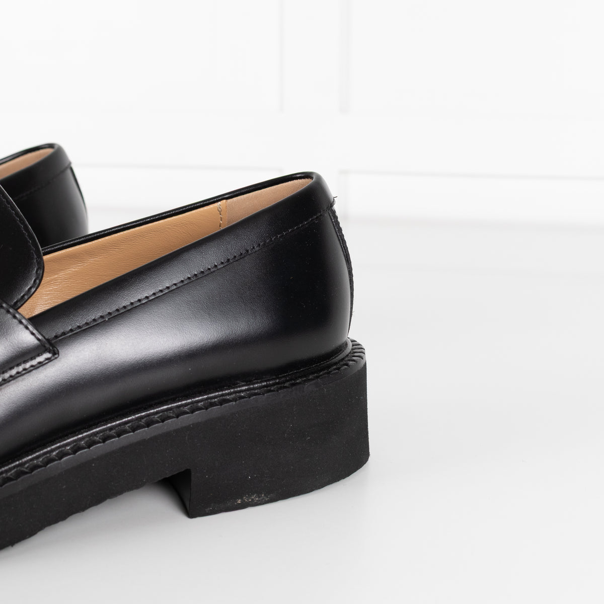 Valentino Black Leather V Logo Locker Loafers