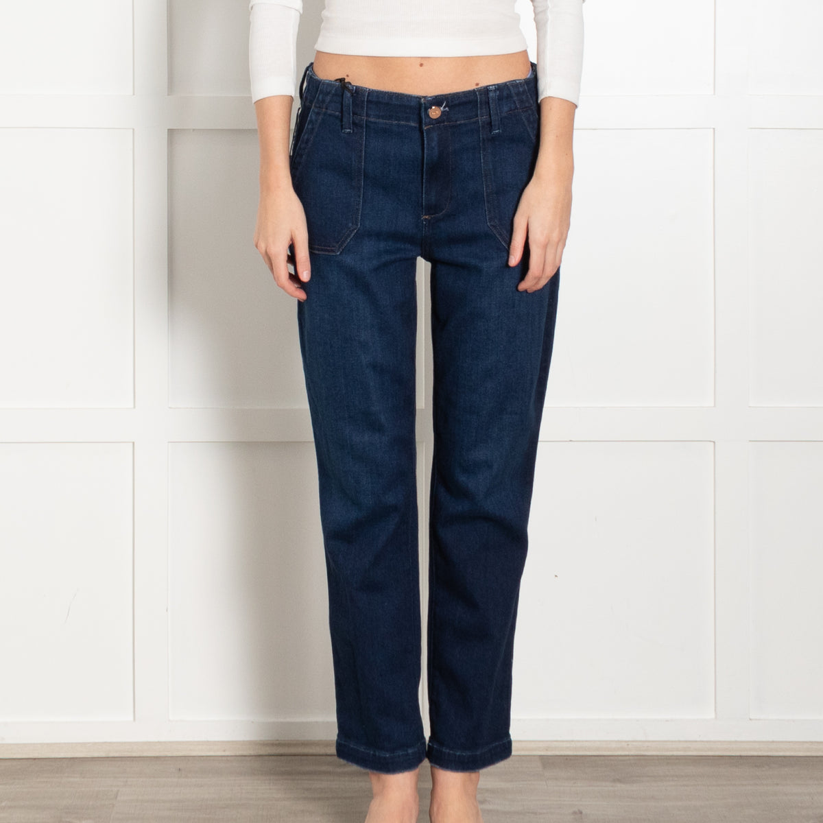 Paige Dark Blue Mayslie Front Pocket Jeans