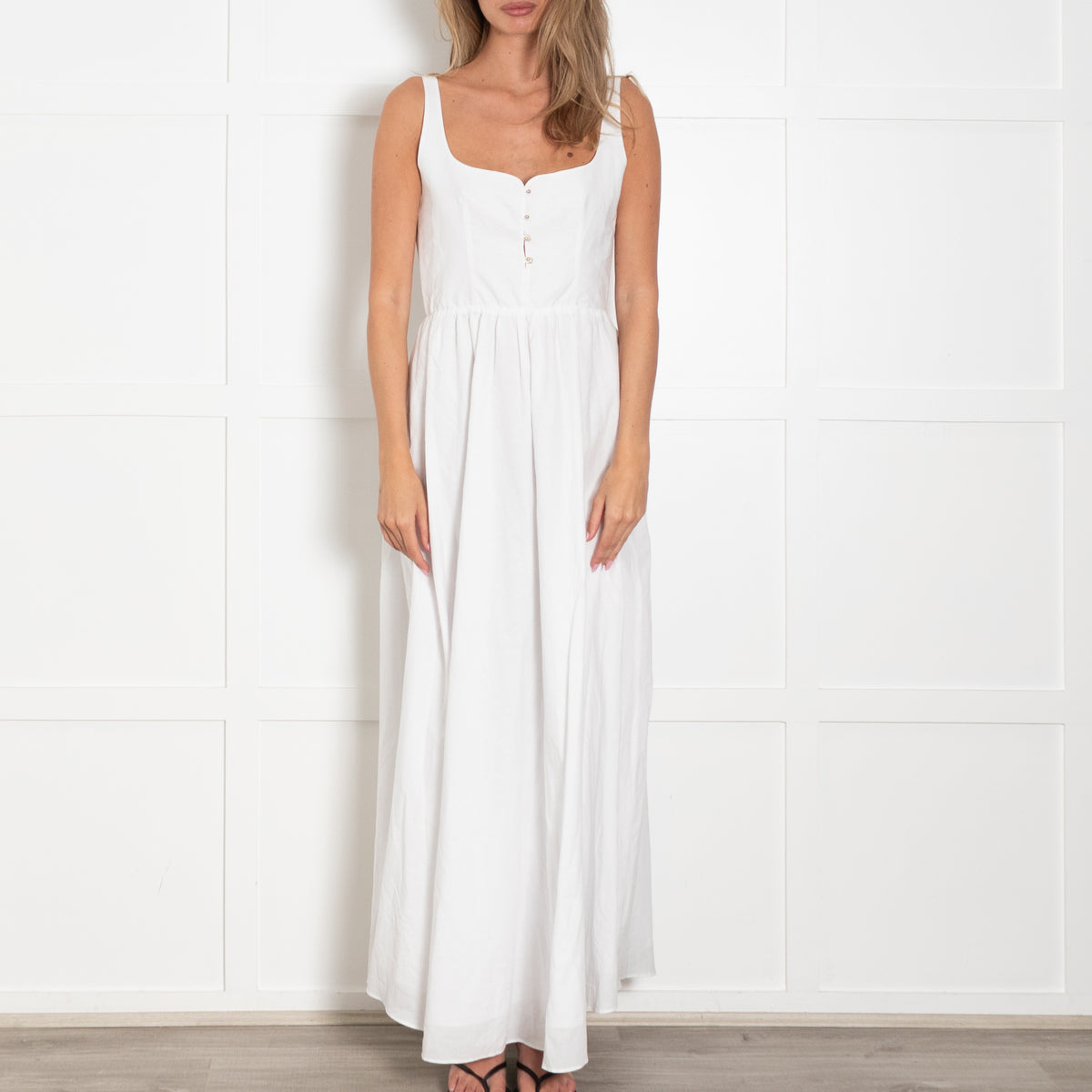 Esteban Cortazar White Corset Strappy Maxi Dress