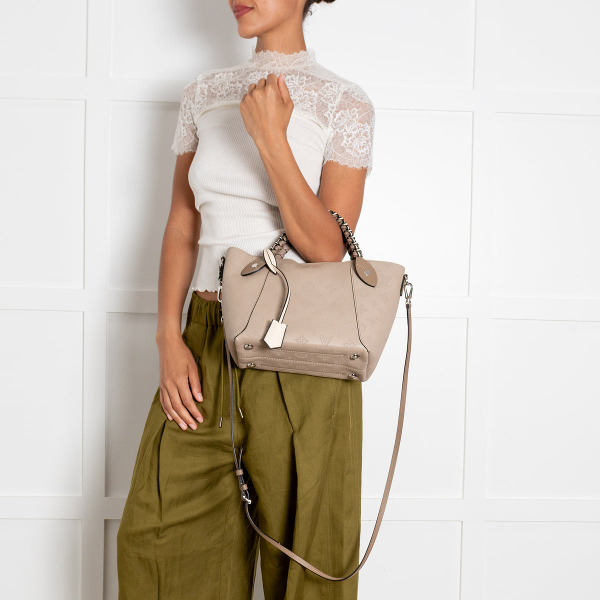 Louis Vuitton Taupe Perforated Monogram Leather Hina Bag