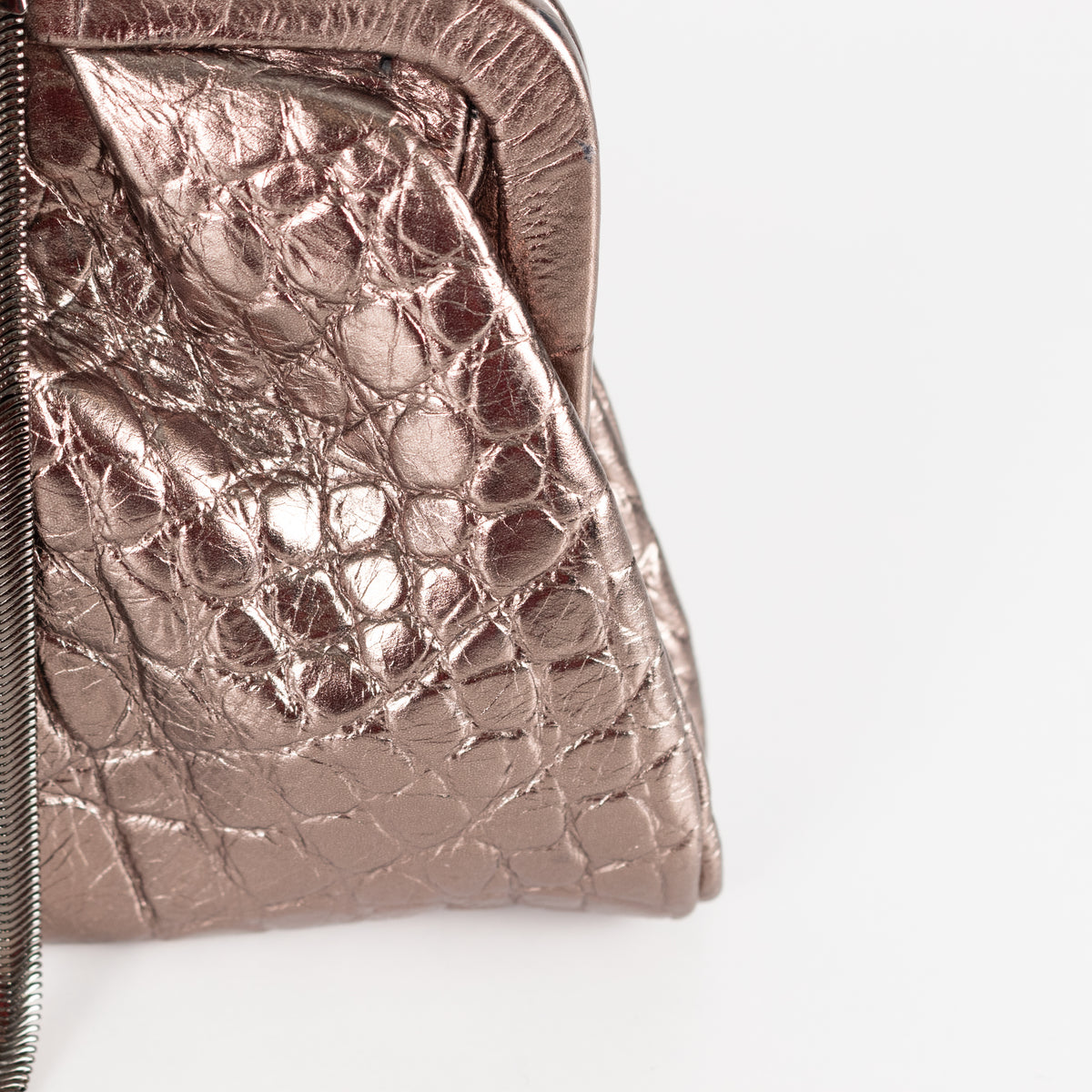 MarcCain Bronze Croc Embossed Clutch with Snake Chain