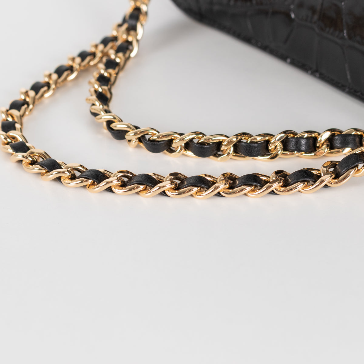 Tory Burch Black Moc Croc Embossed Eleanor Crossbody Bag