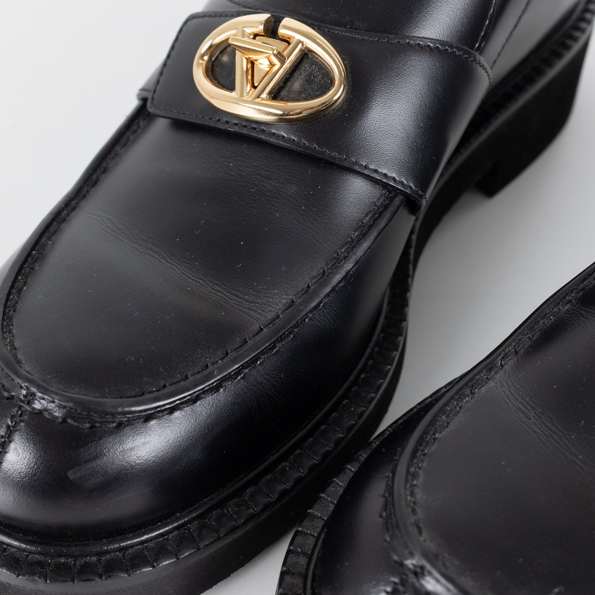 Valentino Black Leather V Logo Locker Loafers